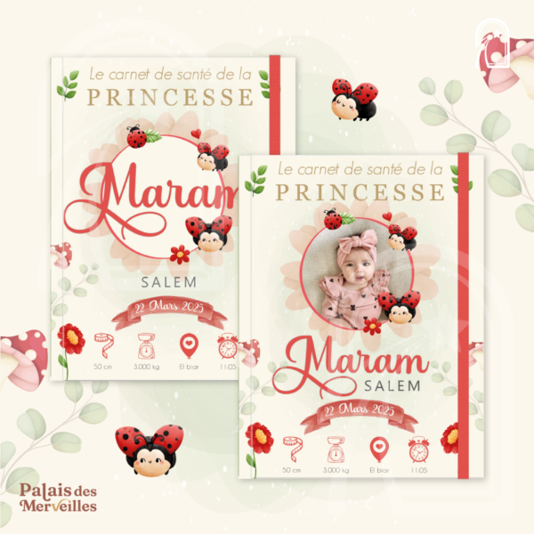 Couverture du carnet de santé Fille - Coccinelle Chanceuse