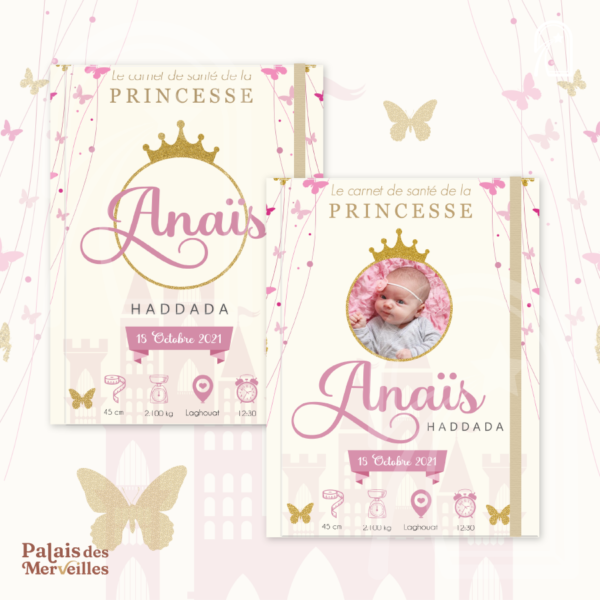 Couverture du carnet de santé Fille - Reine des Papillons