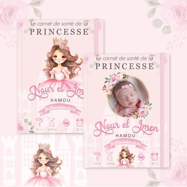 Couverture du carnet de santé Fille - Princess rose