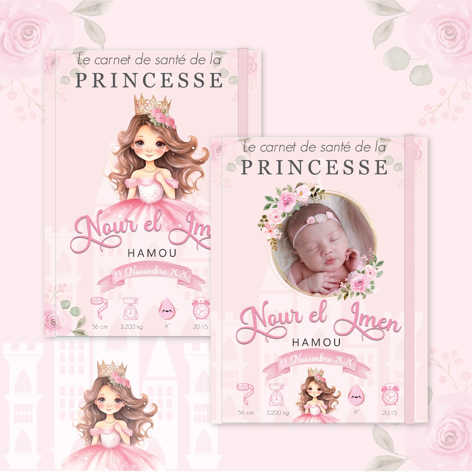 Couverture du carnet de santé Fille - Princess rose