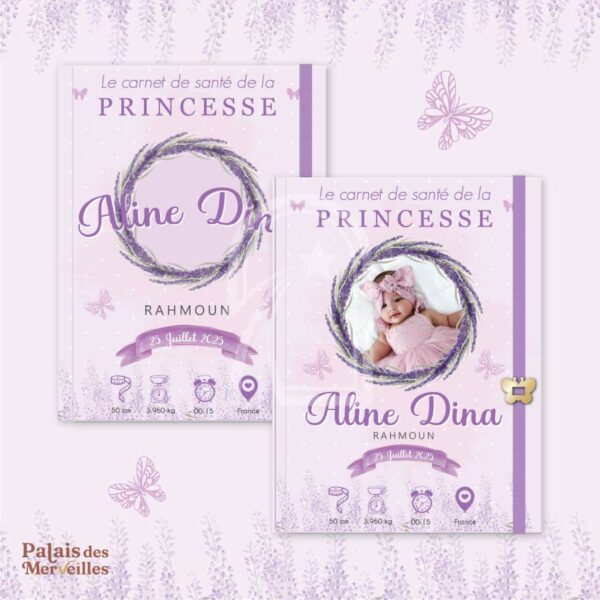 Couverture du carnet de santé Fille - lavandes