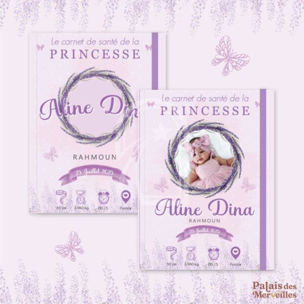 Couverture du carnet de santé Fille - lavandes